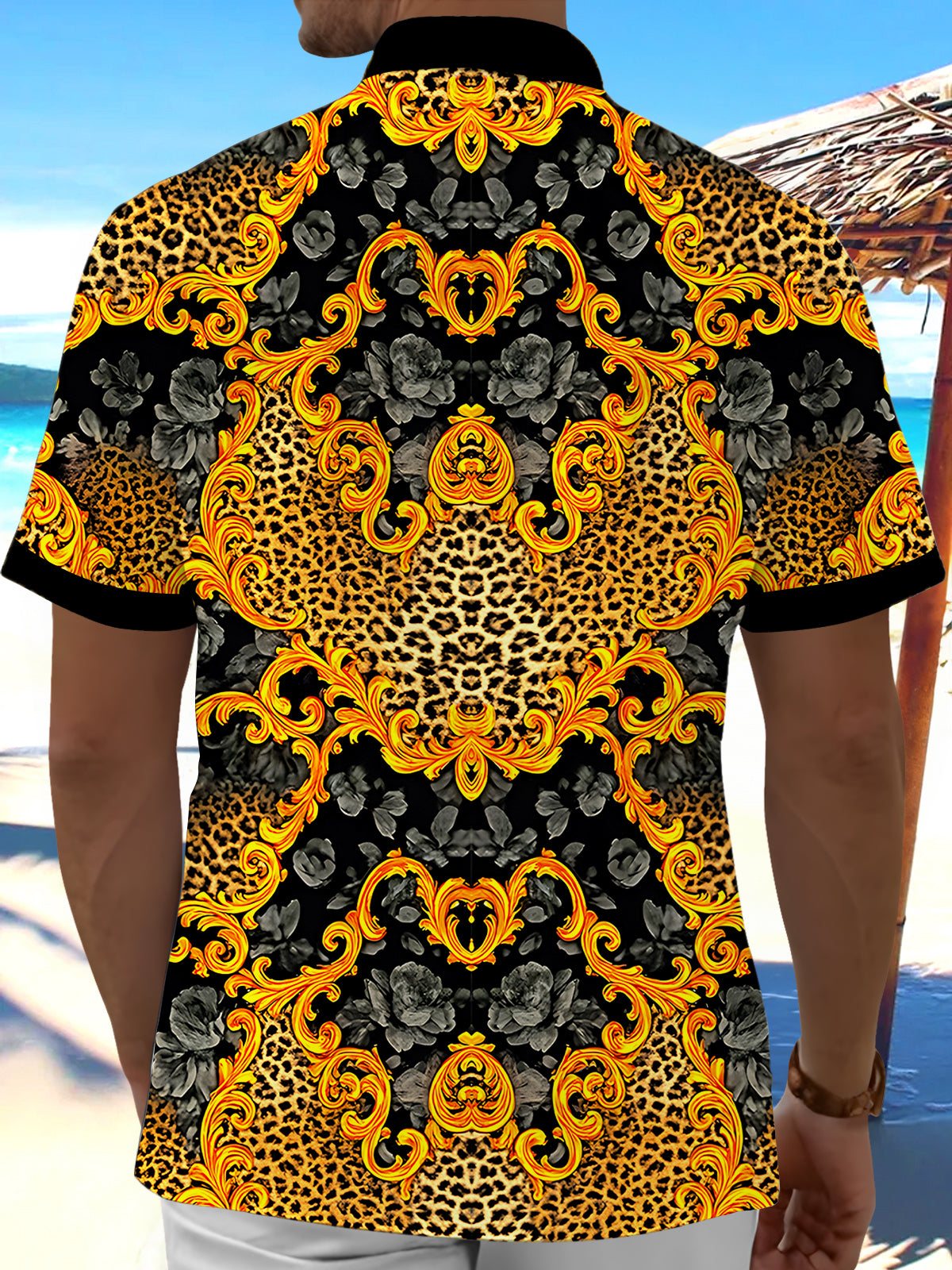 men's animal print shirt back view