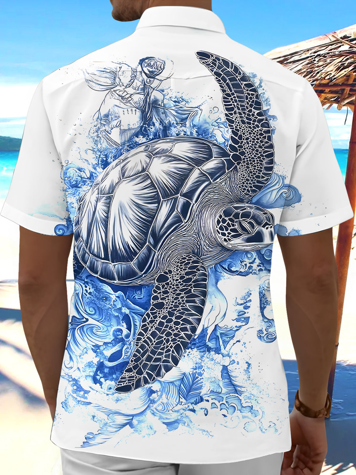 men's aloha shirt back view