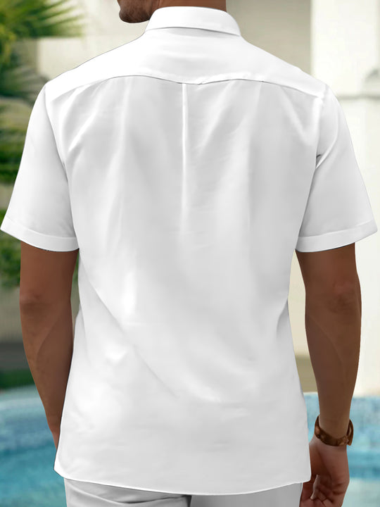 Adaychic Men's Retro Geometric Diamonds Print Short Sleeve Shirt with Chest Pocket