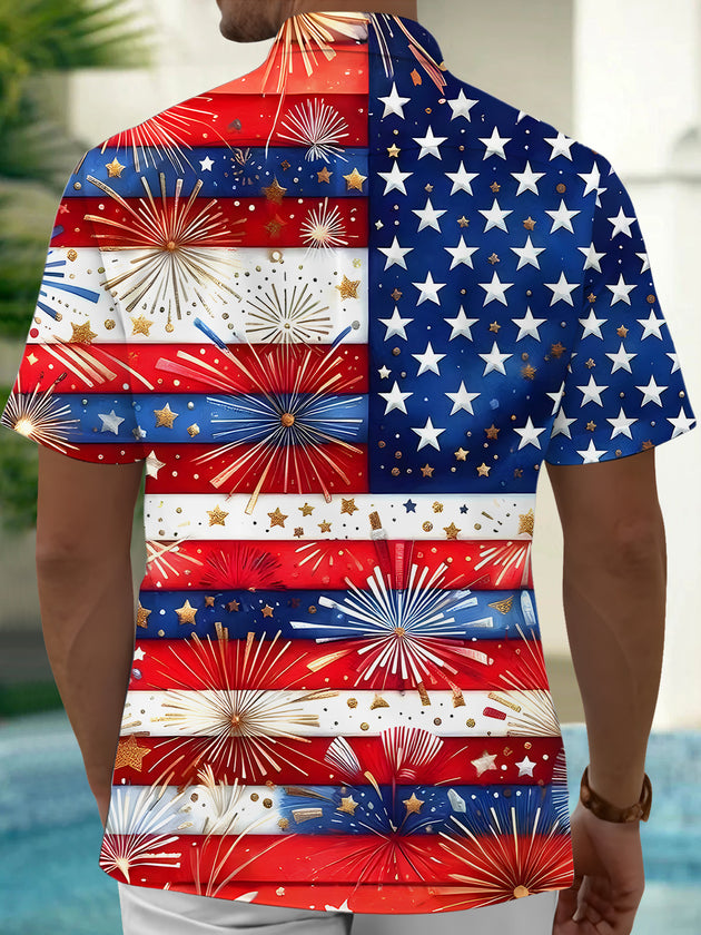 men's patriotic print shirt back view