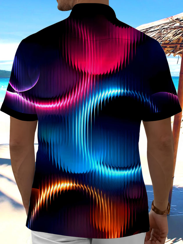 Men's abstract tie dye short sleeve shirt back view