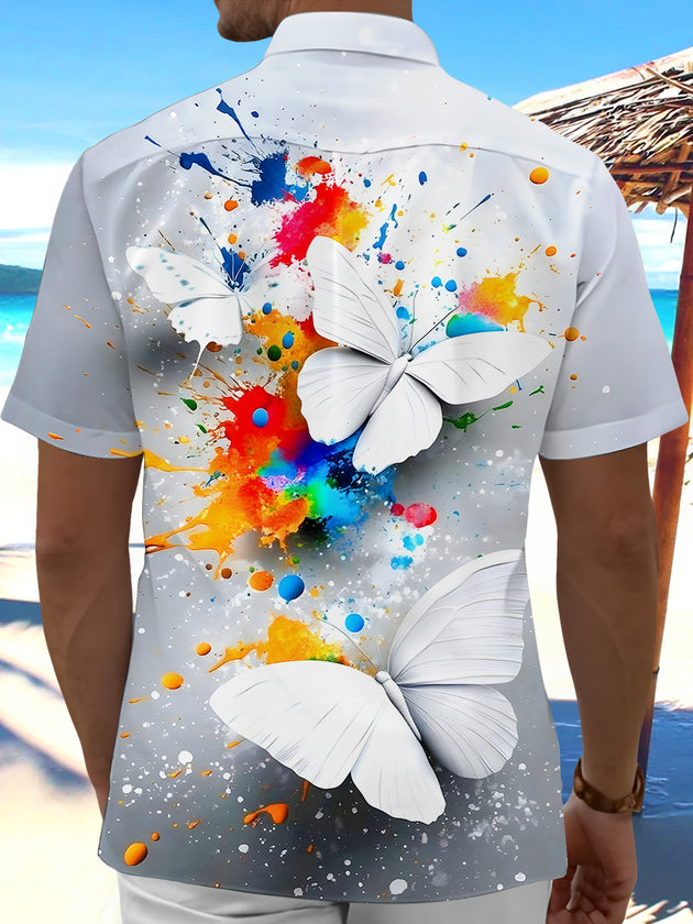 Men's tie dye pocket short sleeve shirt back view