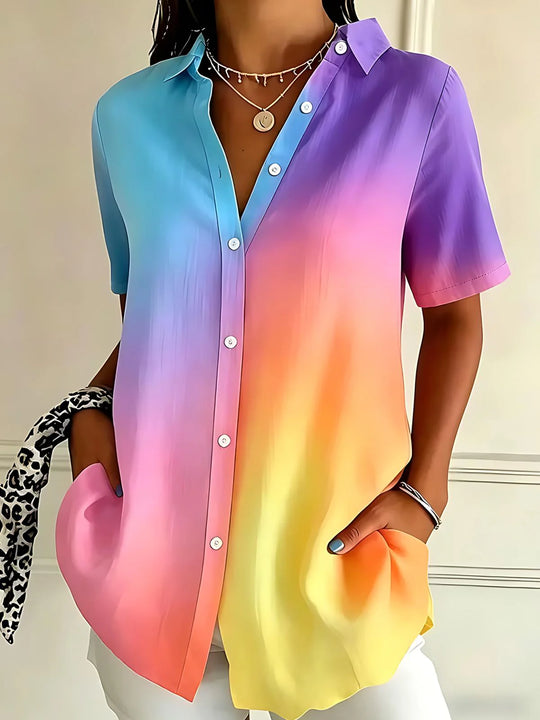 Colorful Gradient Matching Couple Hawaiian Shirts