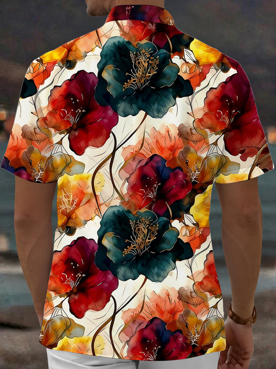 Floral Men's Pocket Short Sleeve Shirts