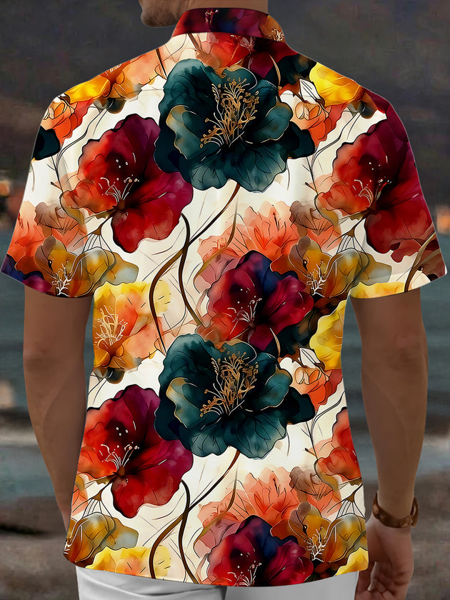 Floral Men's Pocket Short Sleeve Shirts