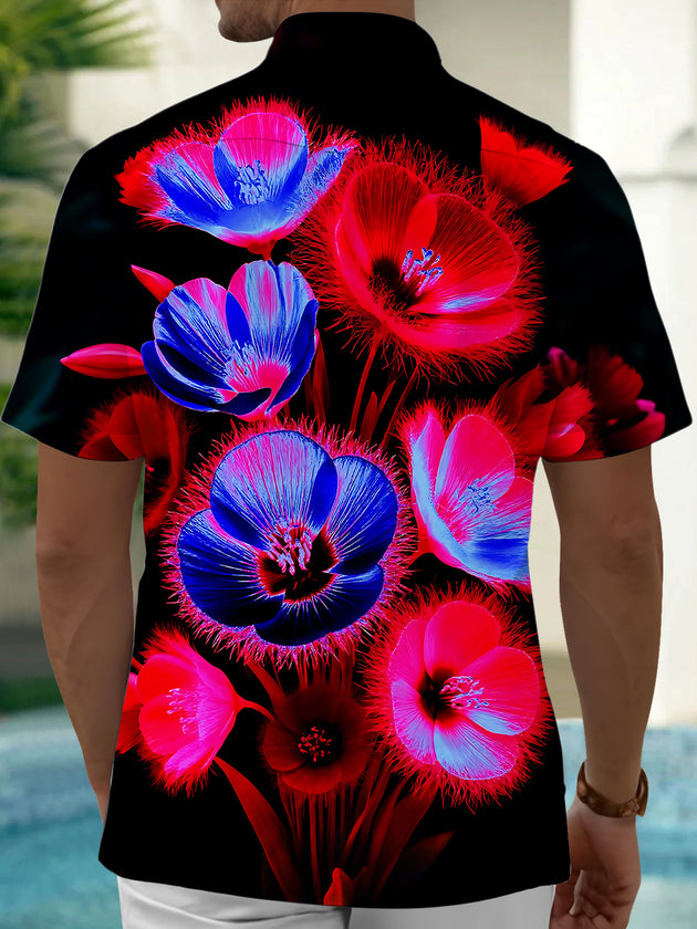 Floral Men's Pocket Short Sleeve Shirts