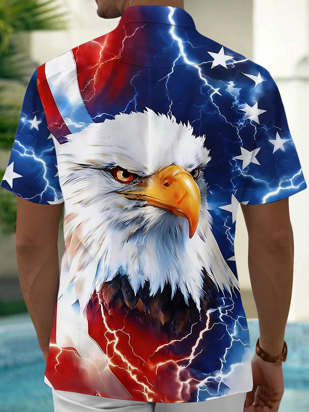 American Flag Eagle Men's Pocket Short Sleeve Shirts
