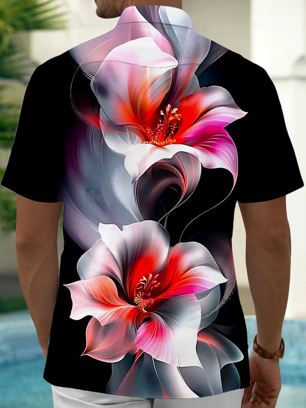 Men's floral short sleeve Hawaiian shirt back view