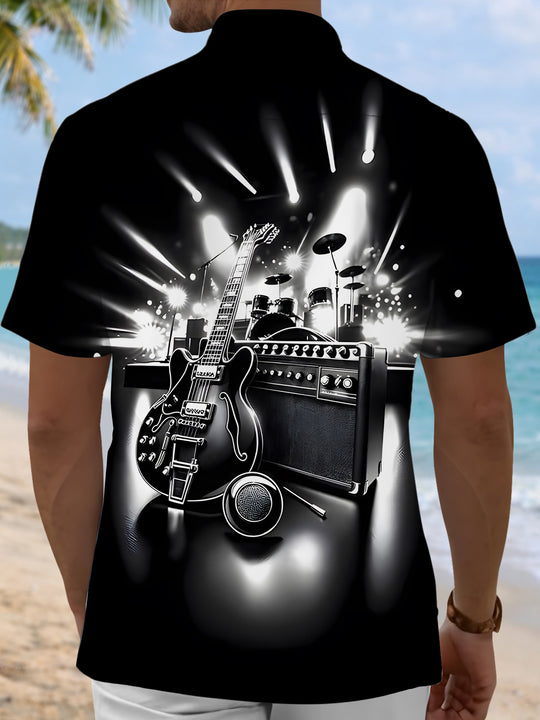 men's music print shirt back view