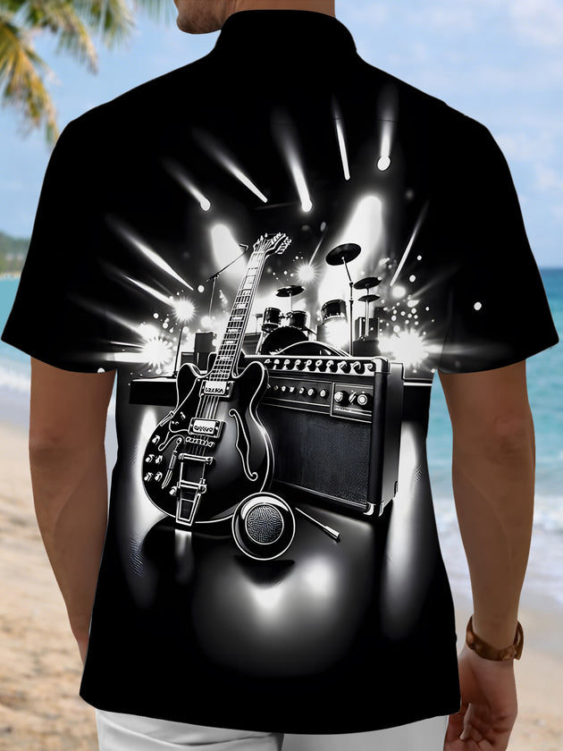men's music print shirt back view