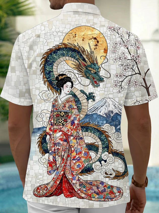 men's mythical print shirt back view
