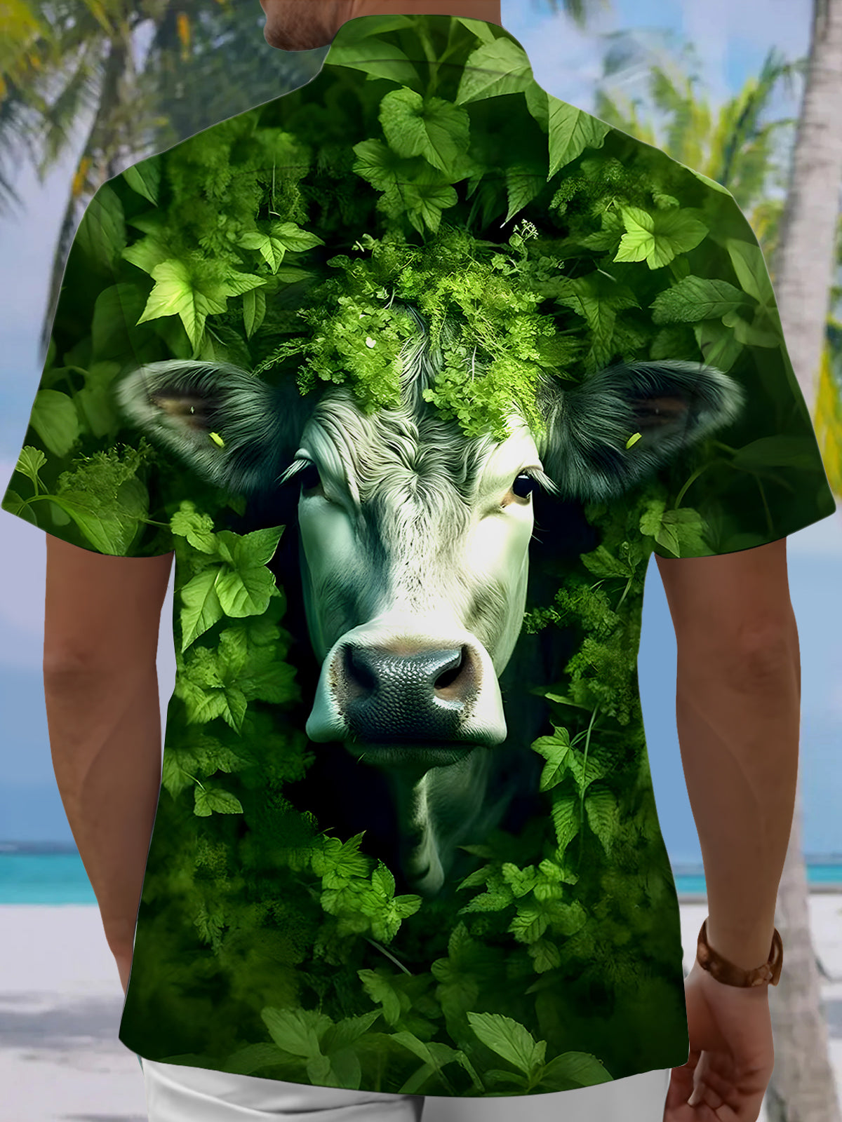 Cow Men's Pocket Short Sleeve Shirts