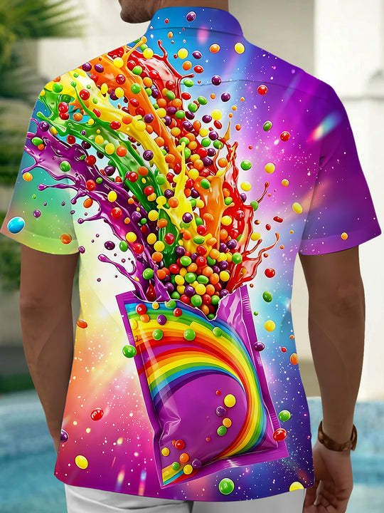 Colorful Candy Men's Pocket Short Sleeve Shirts