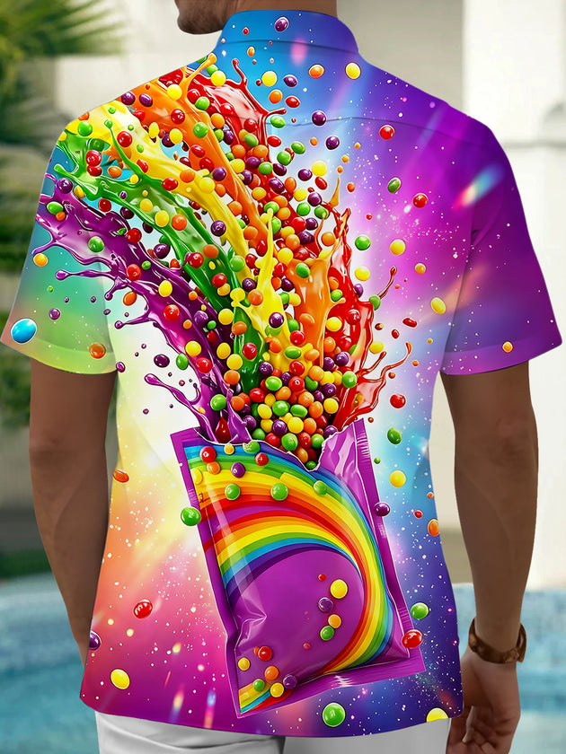 Colorful Candy Men's Pocket Short Sleeve Shirts