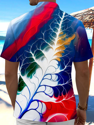 Men's abstract tie dye short sleeve shirt back view