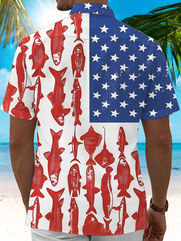 Independence Fish Men's Pocket Short Sleeve Shirts
