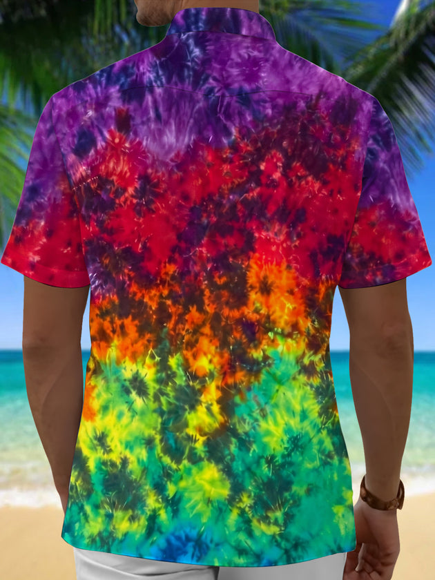 Tie Dye Men's Pocket Short Sleeve Shirts