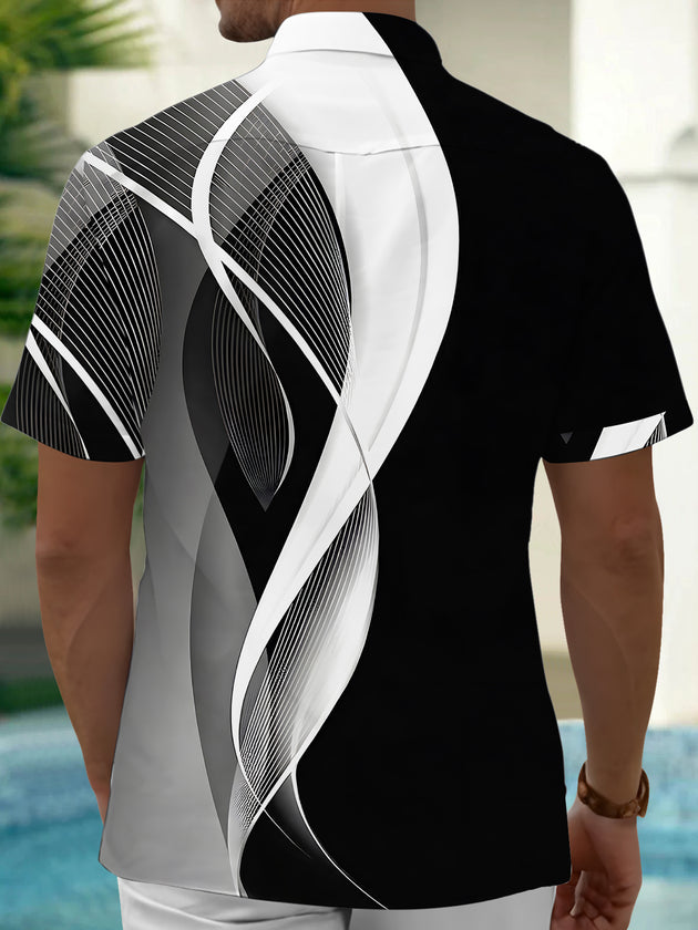 Men's abstract print short sleeve shirt back view