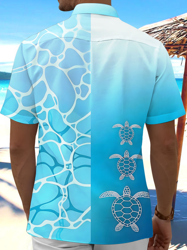 Hawaiian Sea Turtle Men's Pocket Short Sleeve Shirts