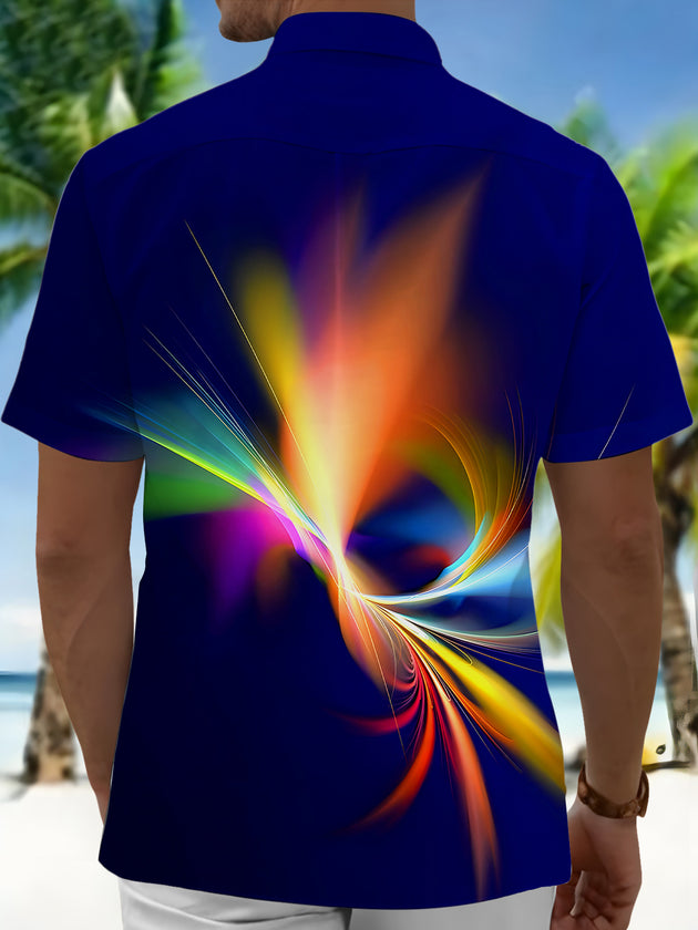 Men's abstract print short sleeve shirt back view