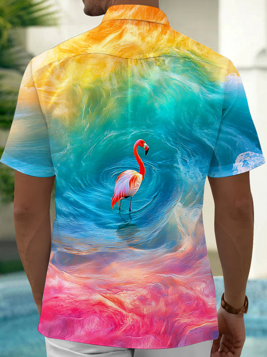 Hawaiian Flamingo Men's Pocket Short Sleeve Shirts