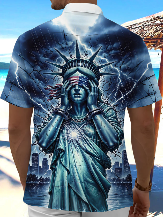 men's patriotic print shirt back view