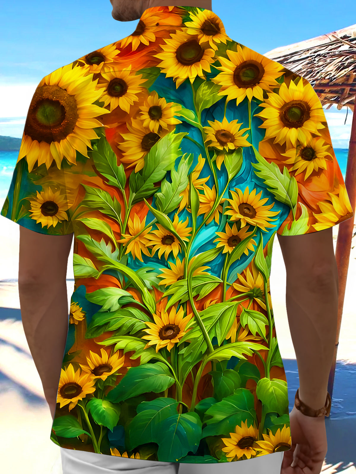 men's aloha shirt back view