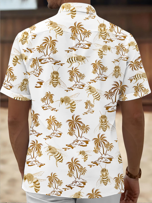 Men's Hawaiian print short sleeve shirt back view