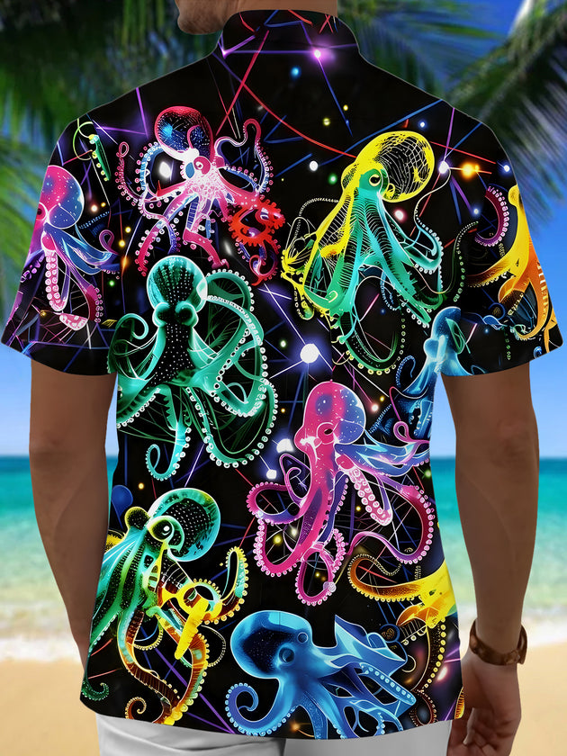 Hawaiian Octopus Men's Pocket Short Sleeve Shirts