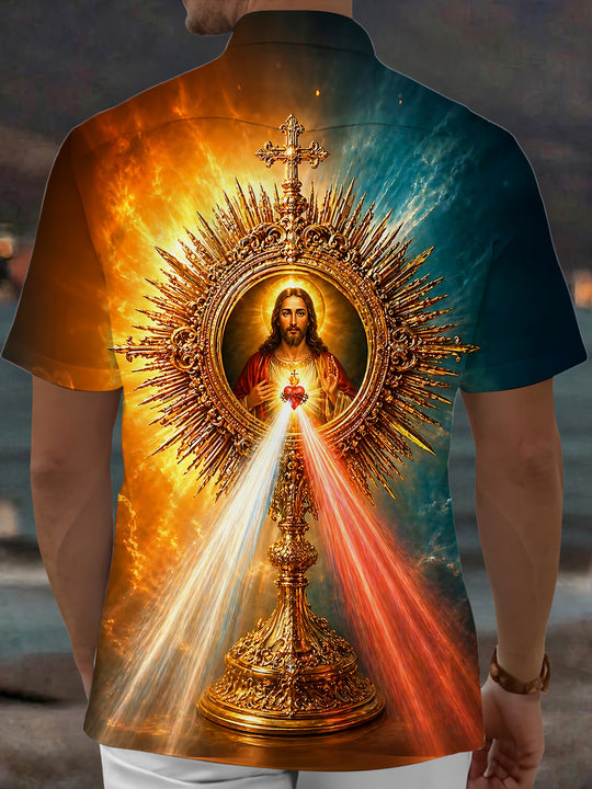 Religious Christianity Jesus Men's Pocket Short Sleeve Shirts