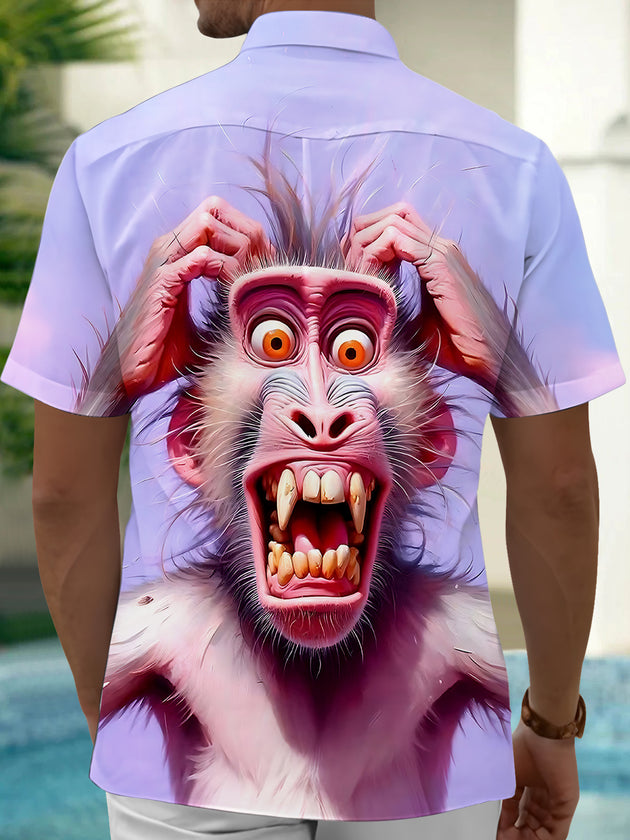 Funny Monkey Men's Pocket Short Sleeve Shirts