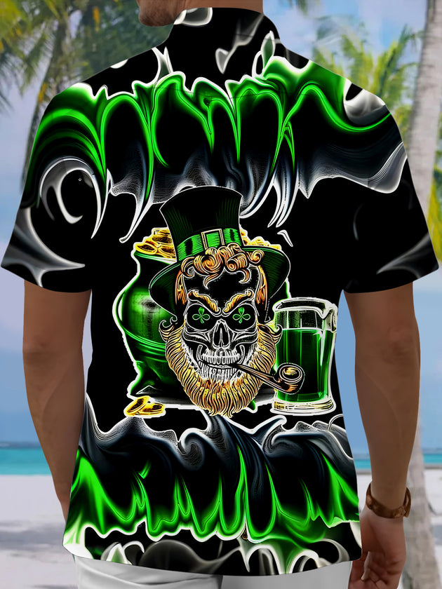 Skull Beer Abstract Men's Pocket Short Sleeve Shirts