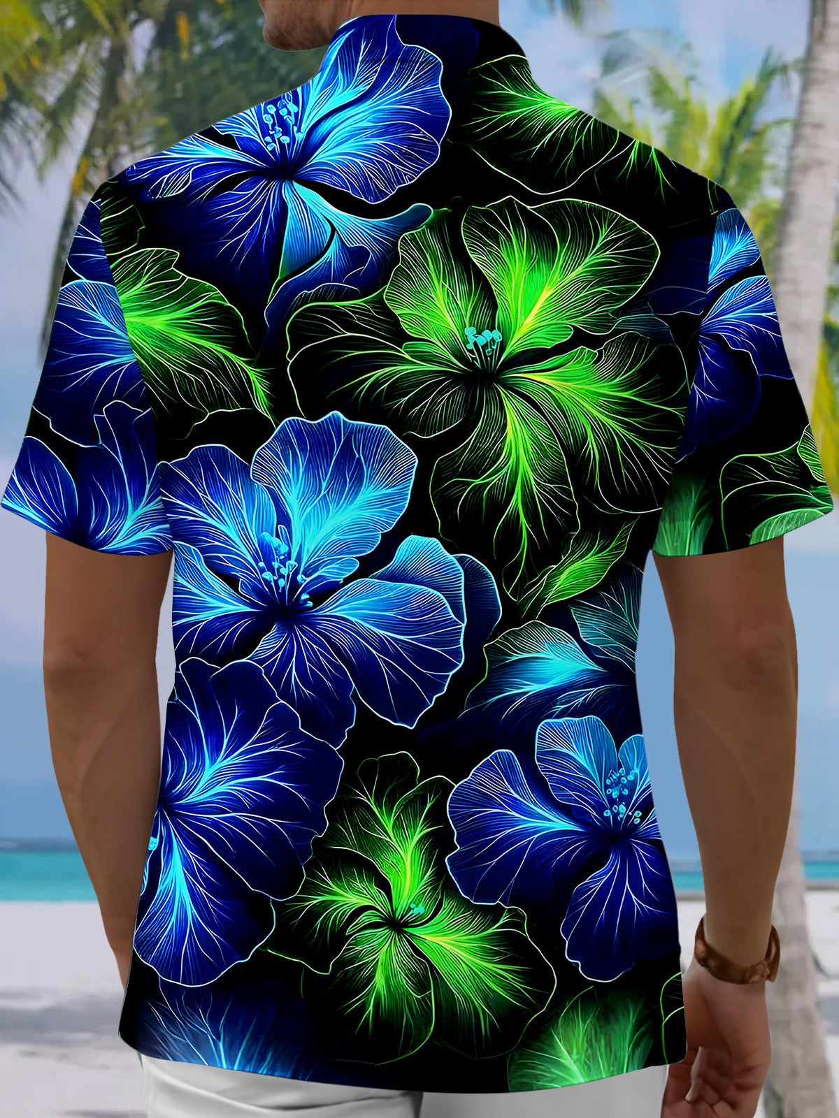 men's aloha shirt back view