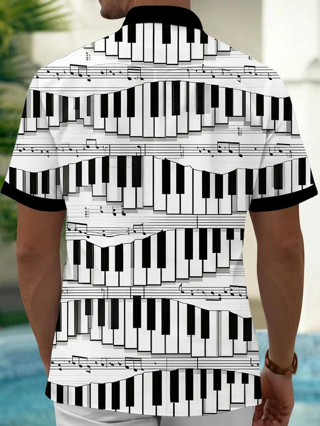 Piano Men's Pocket Short Sleeve Shirts