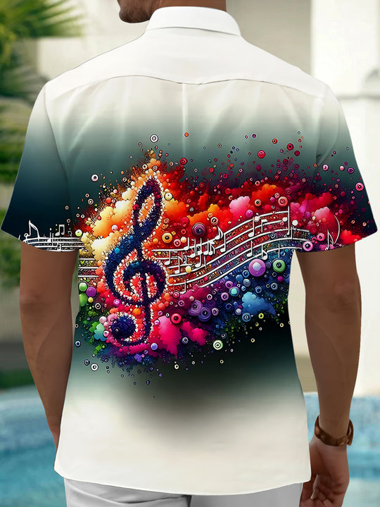 Musical Note Men's Pocket Short Sleeve Shirts