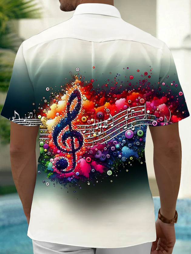 Musical Note Men's Pocket Short Sleeve Shirts