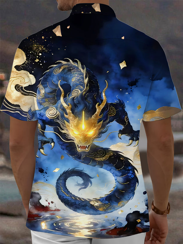 men's mythical print shirt back view