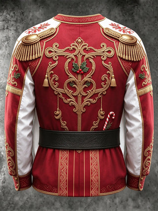 Adaychic Men's Long Sleeve Hoodie - Military Uniform With Christmas Elements Print
