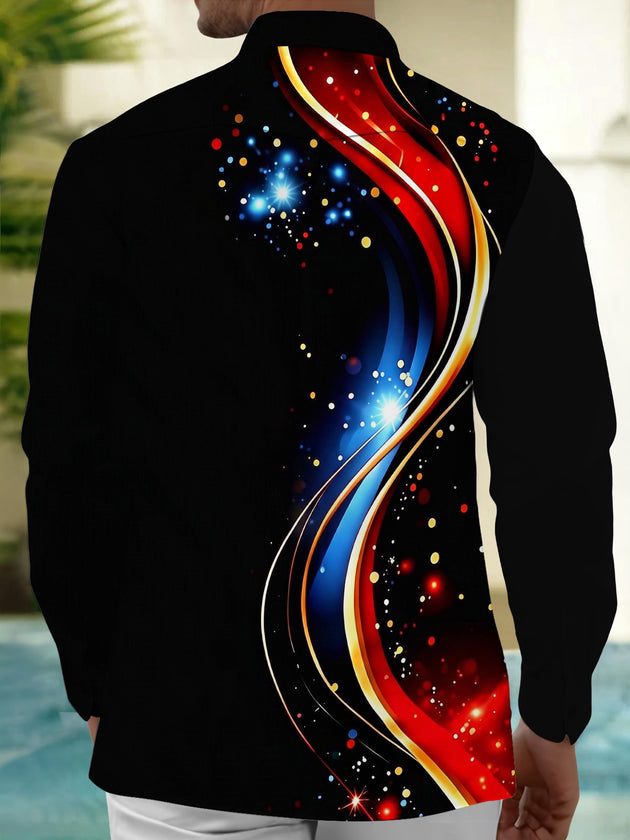 Adaychic Men's Graphic Christmas Tree Print Long Sleeve Shirt with Chest Pocket