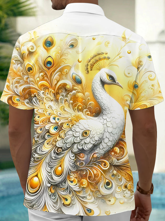men's feather print shirt back view