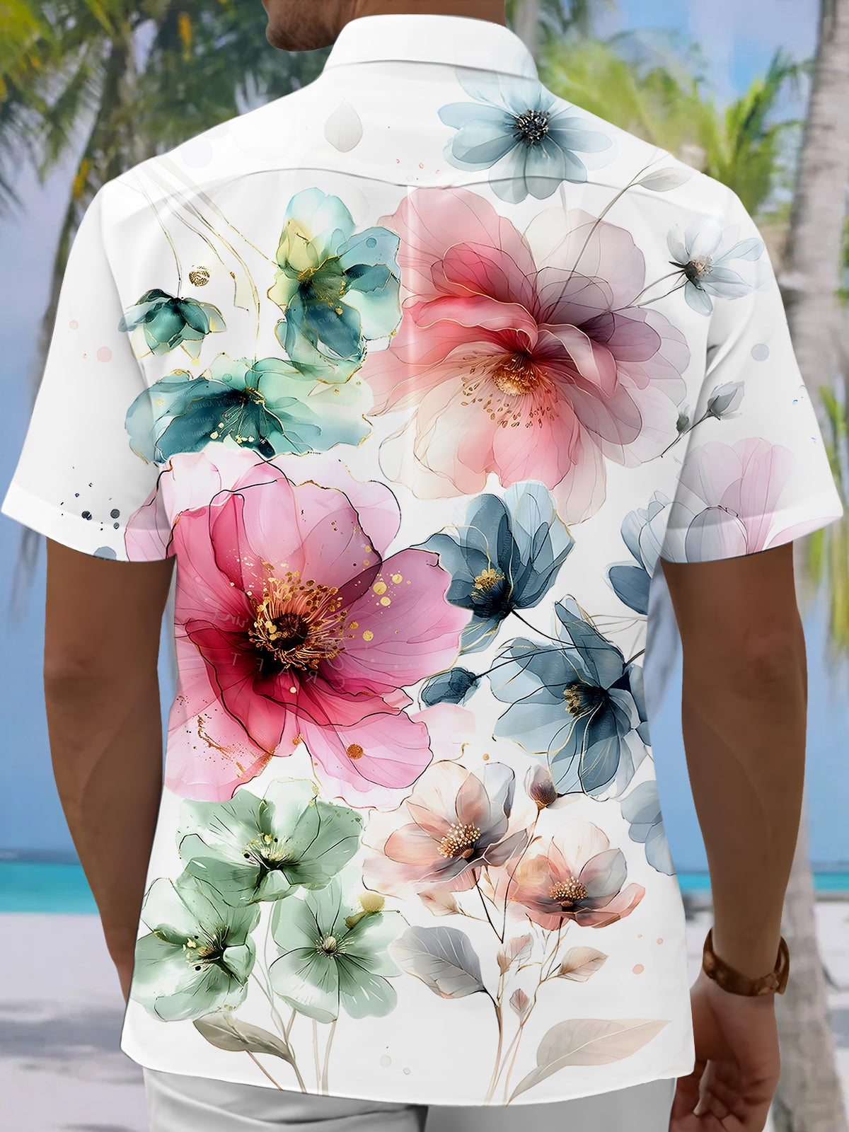 men's aloha shirt back view