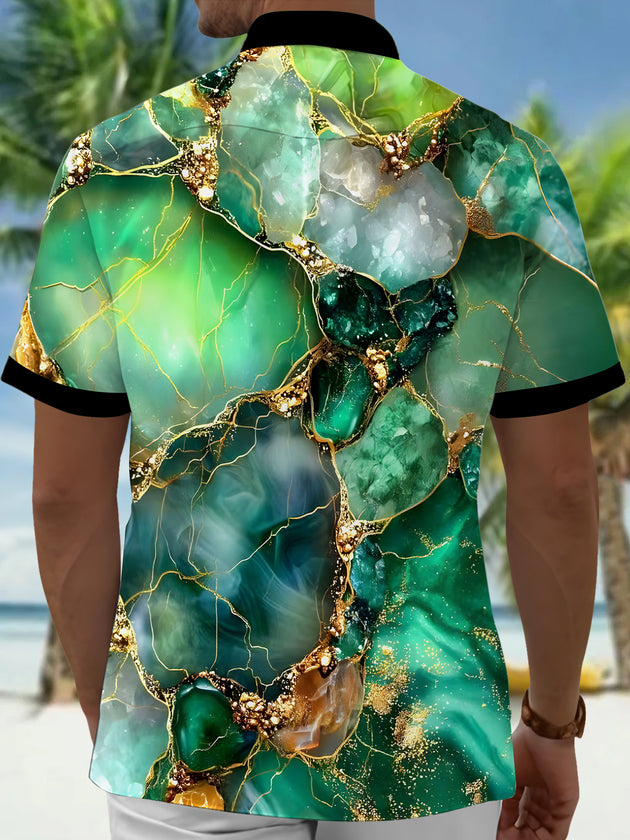 men's geometric print shirt back view