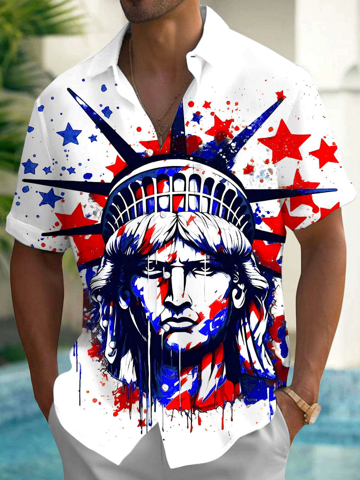 men's tie dye shirt front view Independence Day
