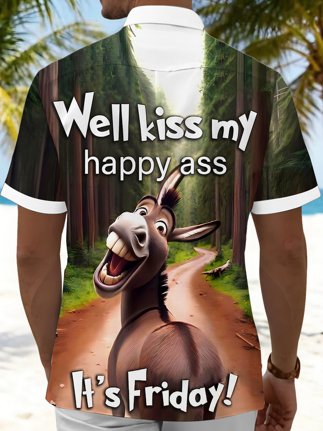 Funny Donkey Men's Pocket Short Sleeve Shirts