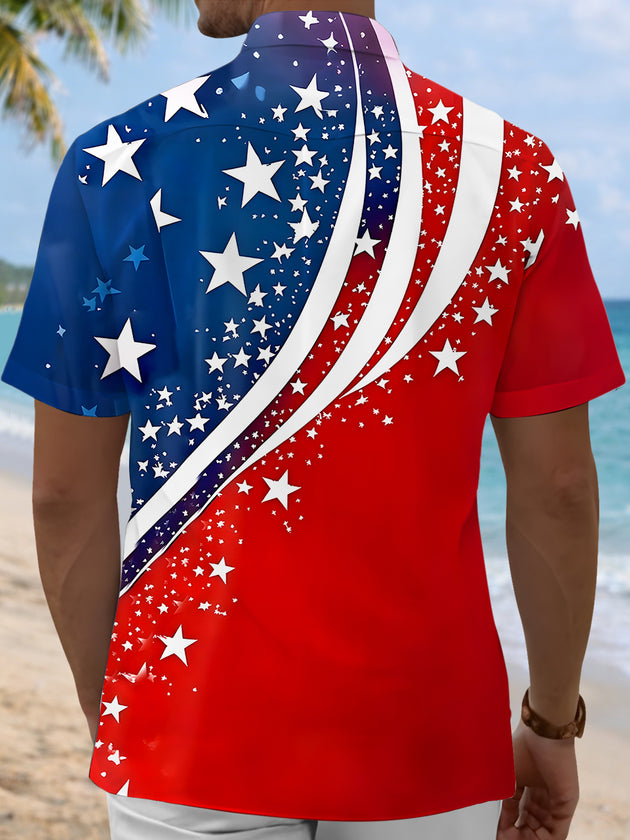 men's patriotic print shirt back view