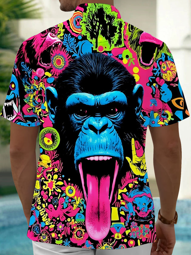 Funny Monkey Men's Pocket Short Sleeve Shirts