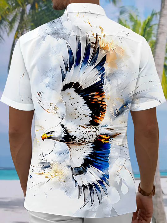 Men's Eagle Print Short Sleeve Shirt Back View