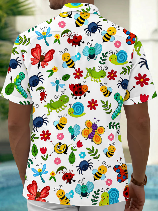Bees Butterfly Men's Pocket Short Sleeve Shirts