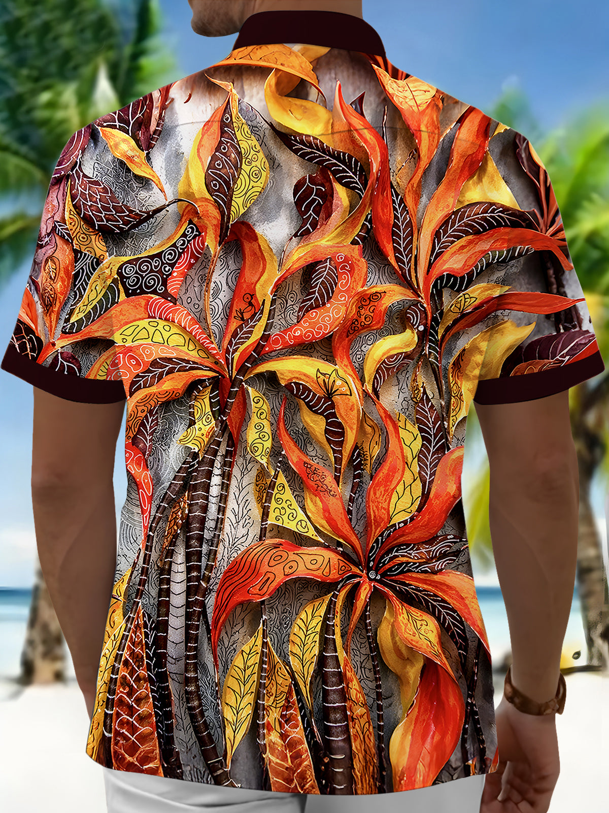 men's aloha shirt back view