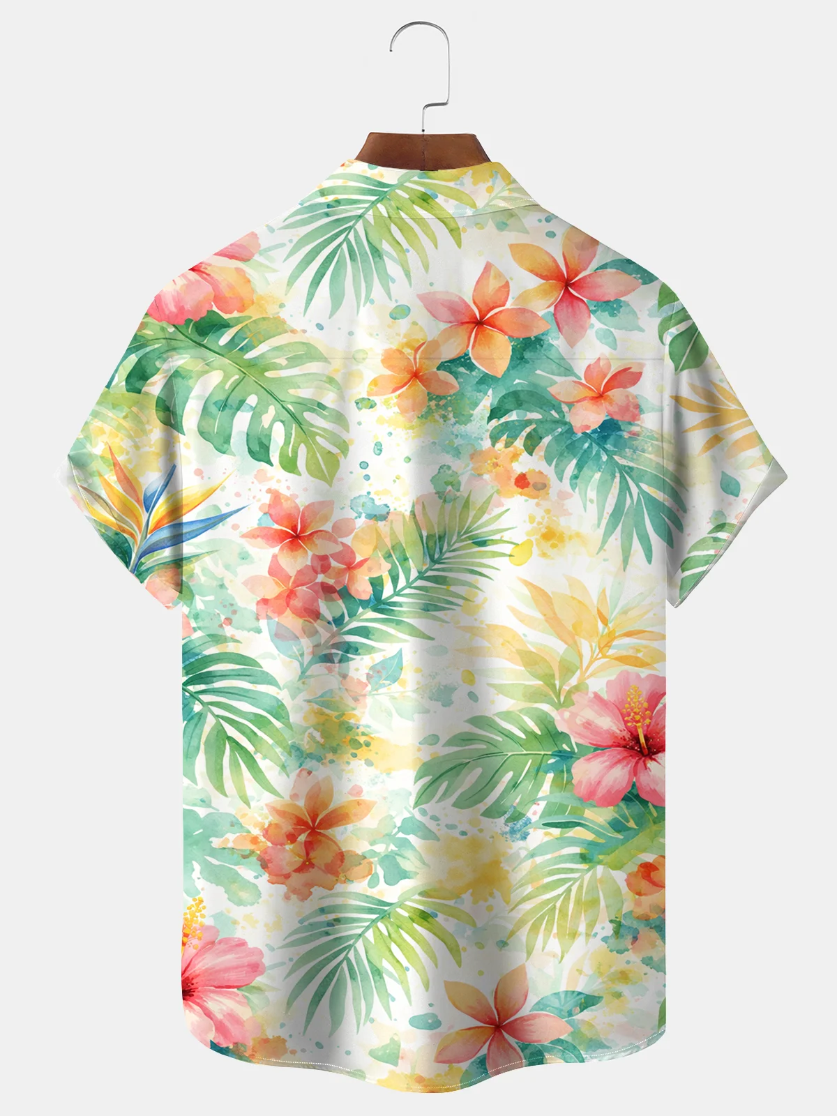 Watercolor Gradient Cuban Collar Short Sleeve Shirt